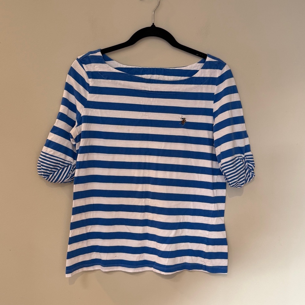 US Polo Assn. Blue and White Striped Top